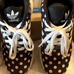 Adidas ZX Flux black and white polka dots.